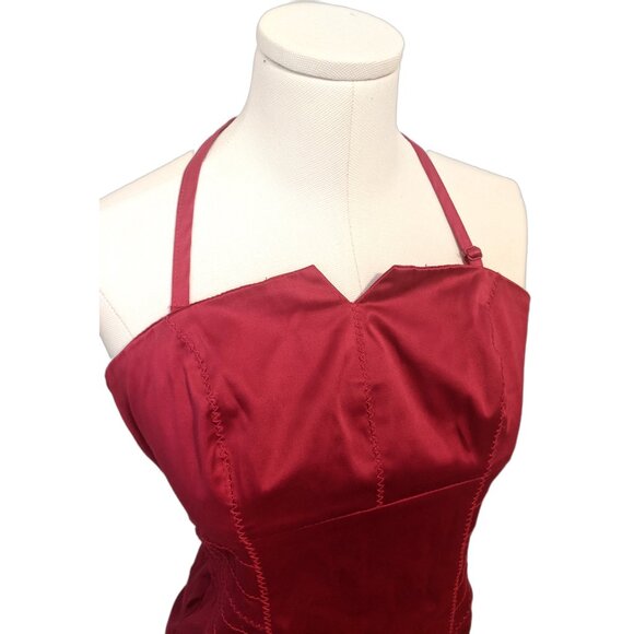 Vintage Y2K Dynamite Halter Top Magenta Corset Satin Party Strapless Pink Sz 5 - Picture 3 of 11